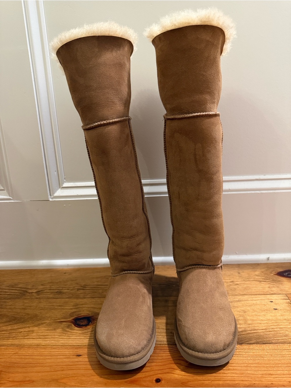 UGG Over the Knee Bailey Button Chestnut Suede Tall Boots - Size 6